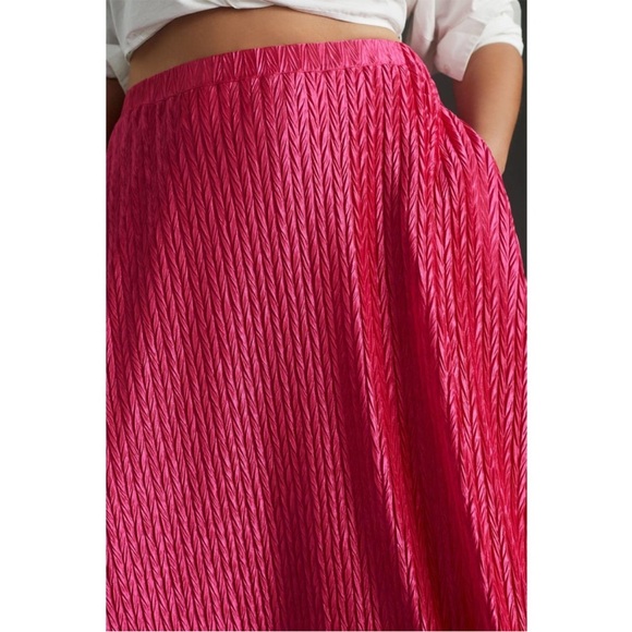 Anthropologie x Maeve • pleated shine women's midi skirt sz S - Picture 5 of 9